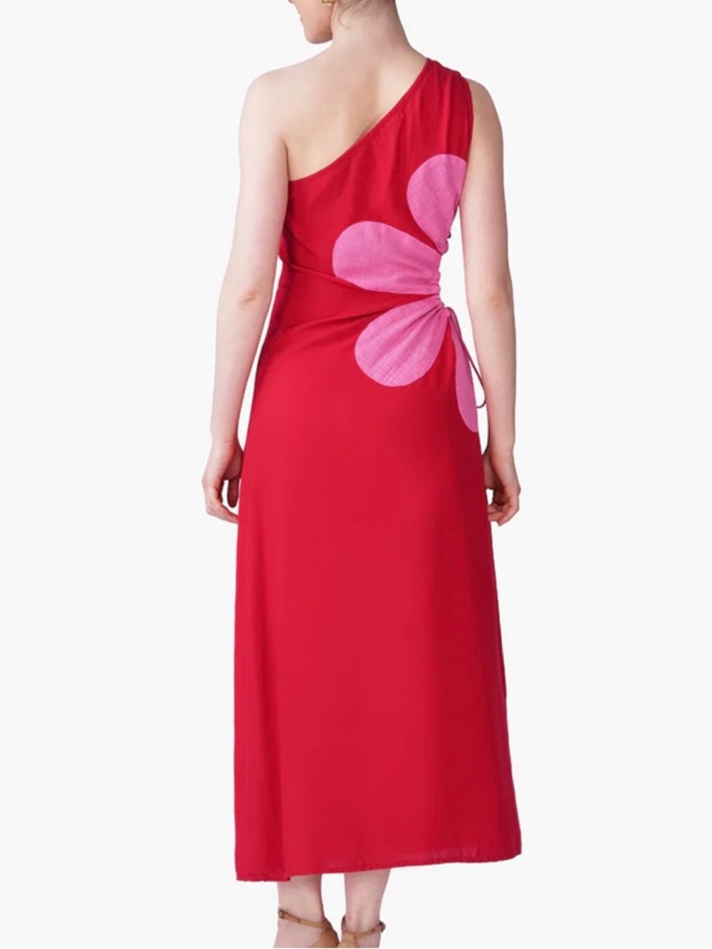 America & Beyond Red Cutout Maxi Dress with Pink Floral Accent - Picture 5 of 6